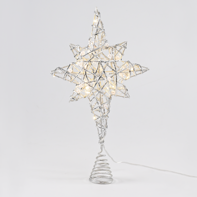 ^ "SILVER & WHITE BEAD STAR " 20 MINI WW LED ΛΑΜΠ. ΜΠΑΤ. 3ΧΑΑ,IP20 37x5x20cm  -X11201130